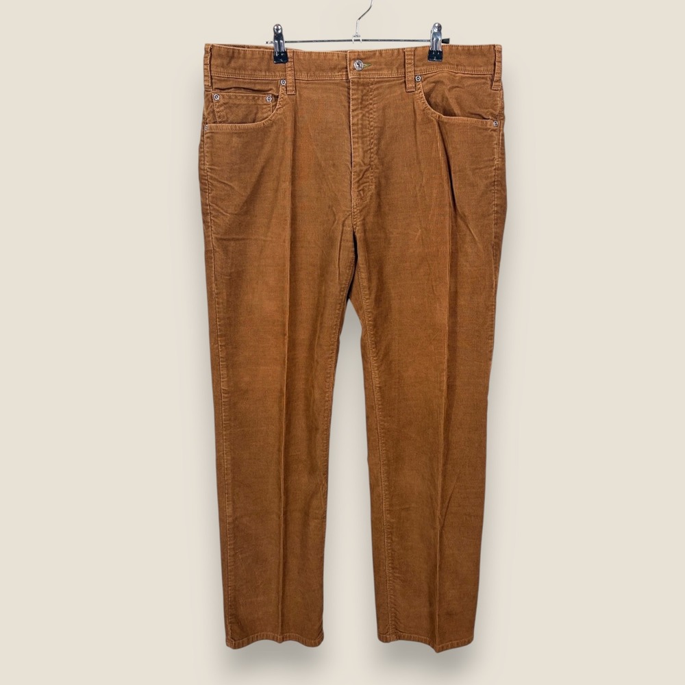 Orvis 1856 Five Pocket Corduroy Pants Men 38x30 Brown Stretch Rugged Casual